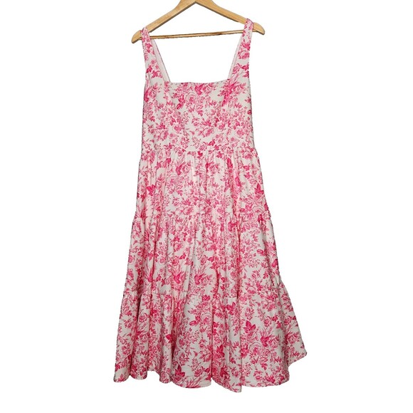 CHELSEA REECE Madonna Dress 16/18 Countryside Pink Floral Fit Flare Corset Back - Picture 2 of 13
